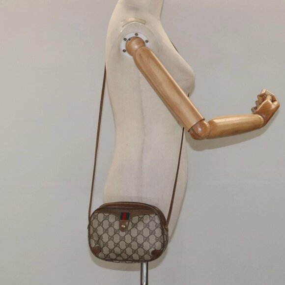 GUCCI GG Supreme Web Sherry Line Shoulder Bag PVC Beige - Picture 1 of 16
